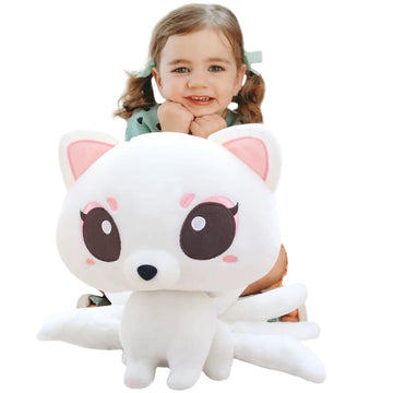 Elainren Lifelike Nine-Tailed White Fox Stuffed Animals Toy Realistic Fox Plush Toy Cute Kyuubi Kitsune Plushie Dolls Gifts For