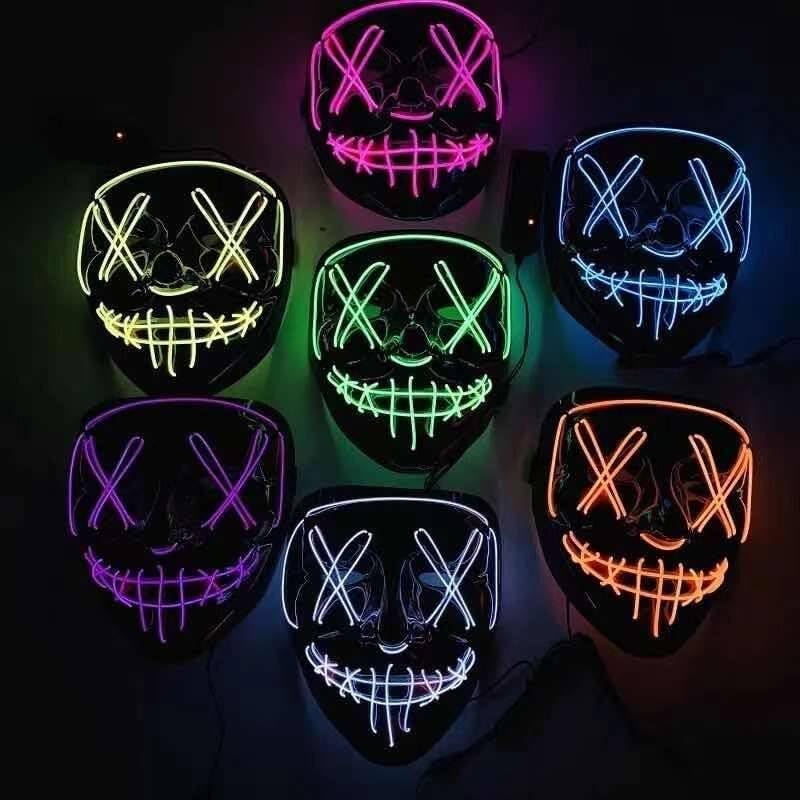 Boolavard Halloween Mask LED Light up Mask for Festival Cosplay Halloween Costume Masquerade Parties, Carnival, Gifts (Blue)