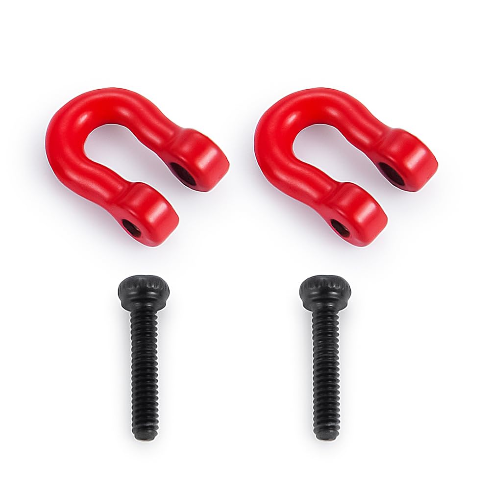 WEFEINO 2Pairs Aluminum Tow Hooks D-Ring Hitch Tow Shackles for TRX4M 1/18 Bronco Defender RC Crawler Car