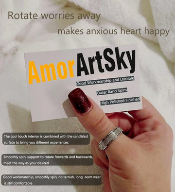 Amorartsky Spinner Ring For Anxiety Relief Fidget: Anxiety Ring For Women Men, Titanium Stainless Steel Spinner Ring, 5 Colors, 6Mm, Size 9, Sandblasted Finished Fidget Ring-Silver