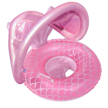 ZEYGLXC 2025 New Mermaid Baby Swimming Pool Floats with Canopy 6-48 Months,Inflatable Pool Swim Ring with Seat and Handle for Ba