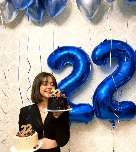 Giant Navy Blue 2 Balloon Number 40 Inch, Two Number Balloons Birthday Supplies, 2Nd 12 22 32 62 Year Old Birthday Party Celebra