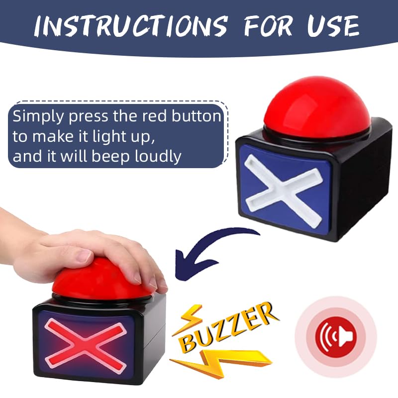 Ribosy Game Answer Buzzers With Lights And Sound - Trivia Quiz Got Talent Buzzers (Red-Black, 3 Pack)