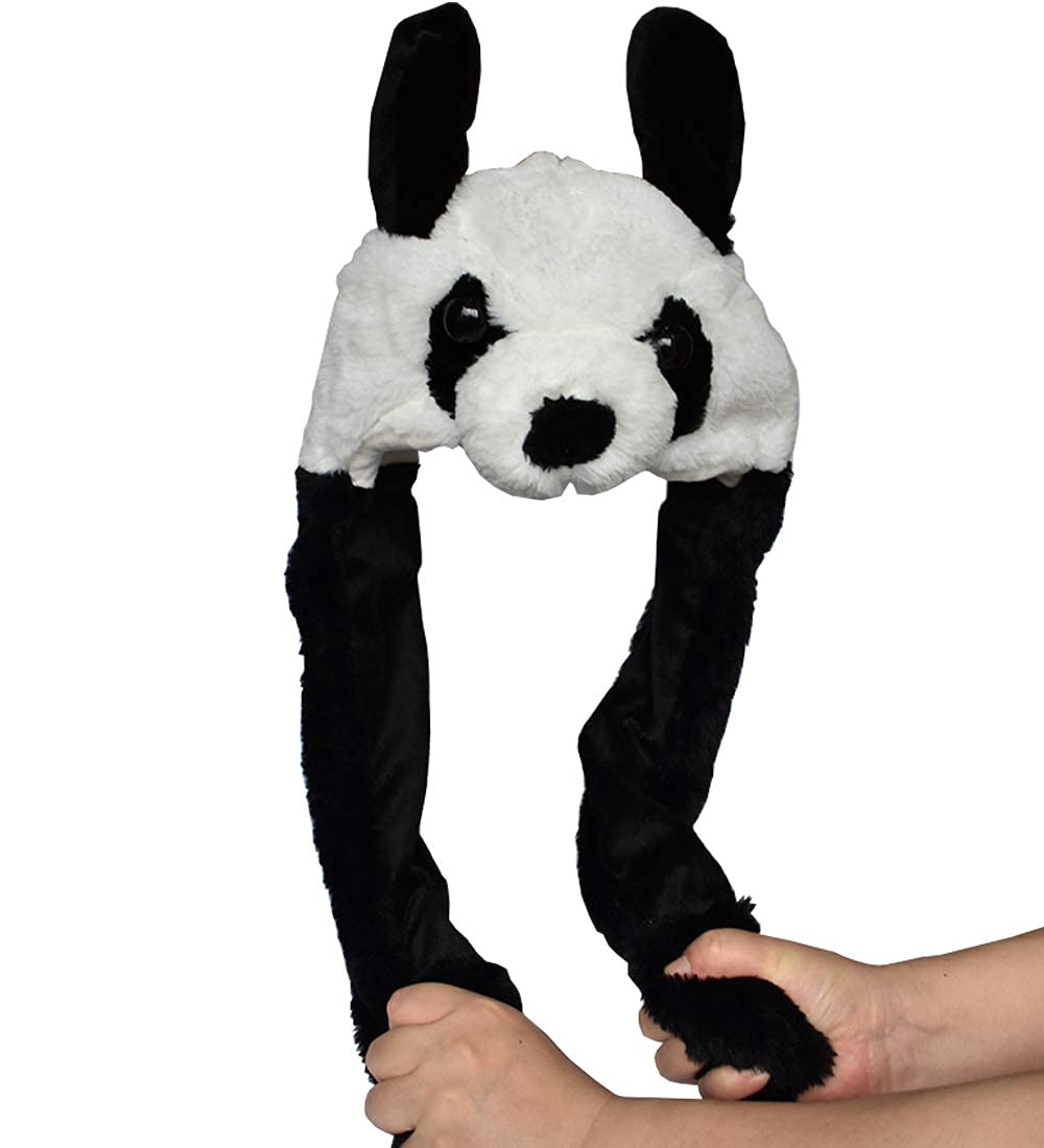 Joyhy Kids Adults Plush Hat Ear Moving Ear Flap Hat With Paw Panda
