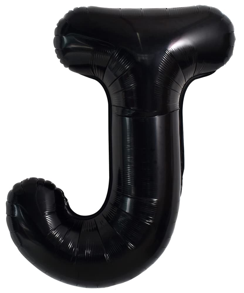 Toniful 40 Inch Large Black J Letter Balloons Jumbo Helium Balloons,Foil Mylar Big Alphabet Balloons For Birthday Party Annivers