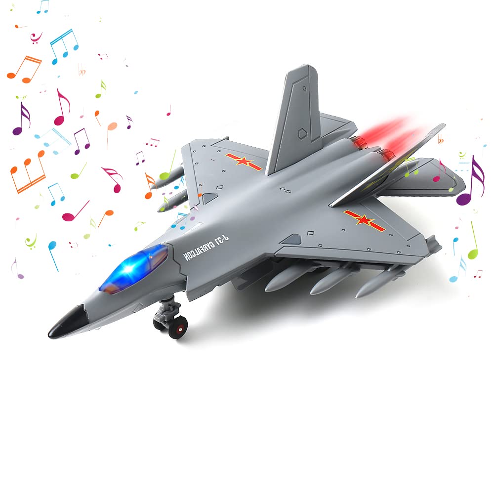 J31 Airplane Toy For Boys, Diecast Fighter Jet Toy For Kids, Pull Back Airplanes Toy Jets With Light & Sound For Gifts Collectio
