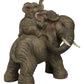 Ebros Small Wildlife Elephant Father And 2 Calves On Piggyback Playing Statue 5.25' Tall Resin Safari Elephants Family Figurine Sculpture Decor Gifts