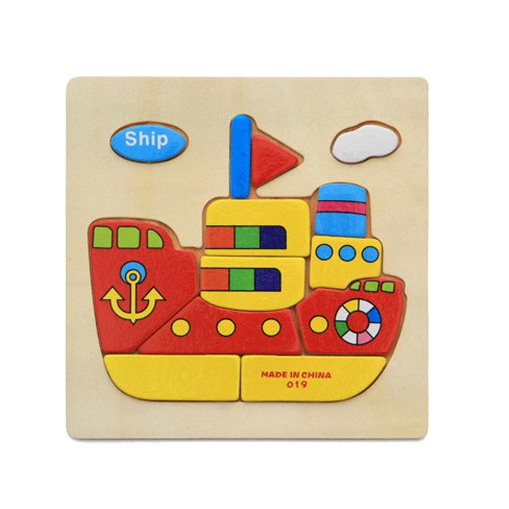Ilsmysutra Wooden Cartoon Ship Shape Puzzle Kids Baby Educational Toy|Toys For Baby|Developmental Baby Toys