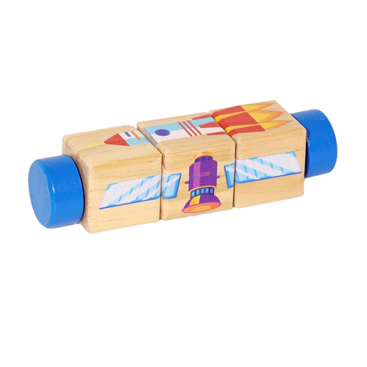 Apirily Grasp Training Rotating Picture Blocks Educational Early Learning Blocks HandEye Coordination Montessori Block Toy Fine