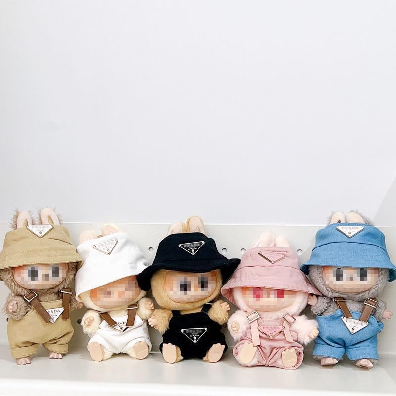 17cm Clothes Set(NO Doll), Hat & Overalls Set for 17cm Accessories Suit, Cute Clothes for Dress up Unique Style (Khaki)