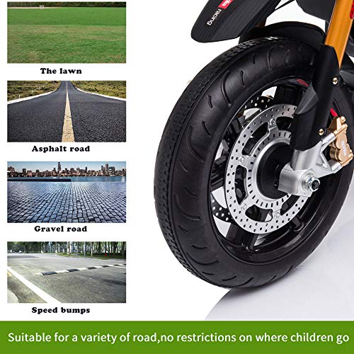 TOBBI 12V Aprilia Licensed Kids Ride-On Motorcycle Dirt Bikes for Kids with Training Wheels, Spring Suspension, Lights, Music St