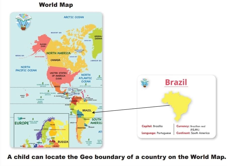 Tiddler World Country Flag Flashcards for Kids.56 Countries free World Map 52*39 cm & Ring IWipe & Clean National Countries, Cap