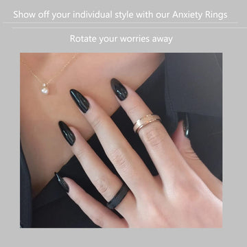 Amorartsky Spinner Ring For Anxiety Relief Fidget: Anxiety Ring For Women Men, Titanium Stainless Steel Spinner Ring, 5 Colors, 6Mm, Size 8, Sandblasted Finished Fidget Ring-Black