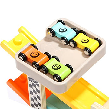 Top Bright Wooden Car Ramp Race Track Toy Toddler Car Playset Replacement Cars 12 Pack