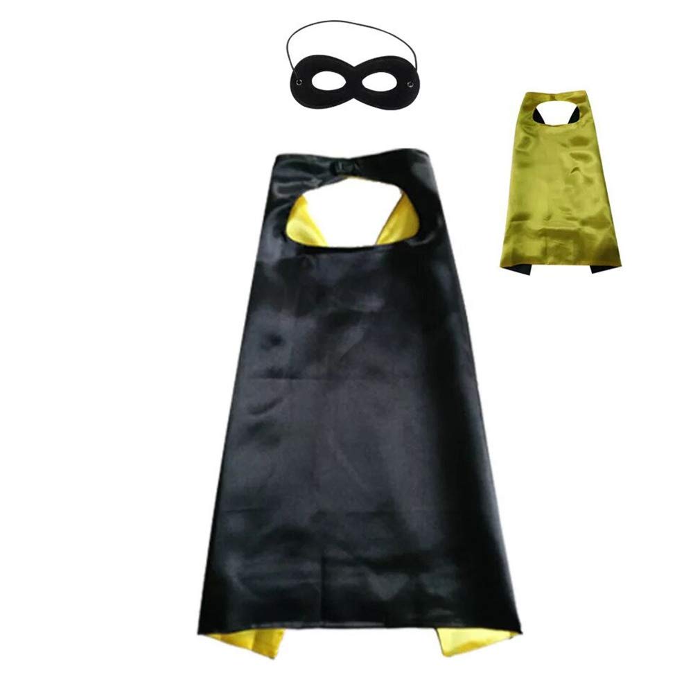 Moligoo Reversible Kids Superhero Cape With Felt Mask Set For Boys Girls Dress Up Costumes Halloween Birthday Party Favors, Blac