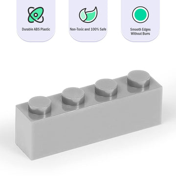 Unirolic Classic Building Bricks Set, 100 Piece 1X4 Basic Building Blocks Stem Creative Building Toys Compatible With All Major Brands(Light Gray)