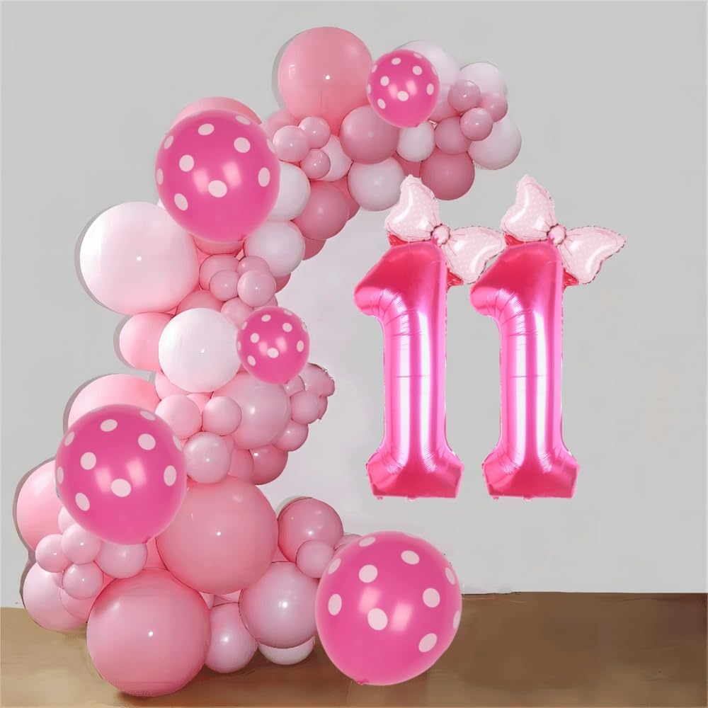 Kwuz 40 Inch Pink Number 11 Balloon - Aluminum, Mini Bow, Perfect for Girls 11th Birthday Party Decorations, Cowgirl Theme
