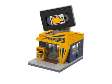Brick Loot Exclusive Mini City Video Rental Store - Custom Designed 123 Piece Model - Compatible With Lego And Other Major Brick