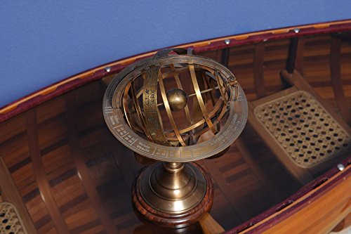 Old Modern Handicrafts Armillary Sphere On Wood Base - Handcrafted Brass, Antique Finish, Perfect For Nautical Collections And Astronomy Enthusiasts - 7.0L X 7.0W X 11.5H Inches