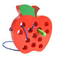 Jcren Wooden Lacing Apple Threading Toys Wood Lace Block Puzzle Shape Travel Game Toys Early Learning Fine Motor Skills Educational Gift For 3 4 5 Years Old Toddlers Baby Kids Boys