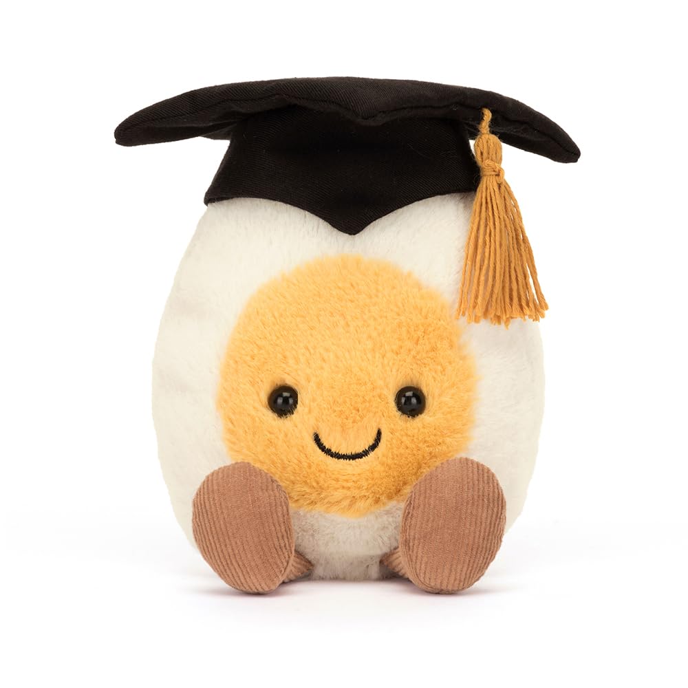 Jellycat Amuseables Boiled Egg Plush Toy, 5.5" Yellow & White Stuffed Animal, Small Graduation Gift, Model A6BEGR