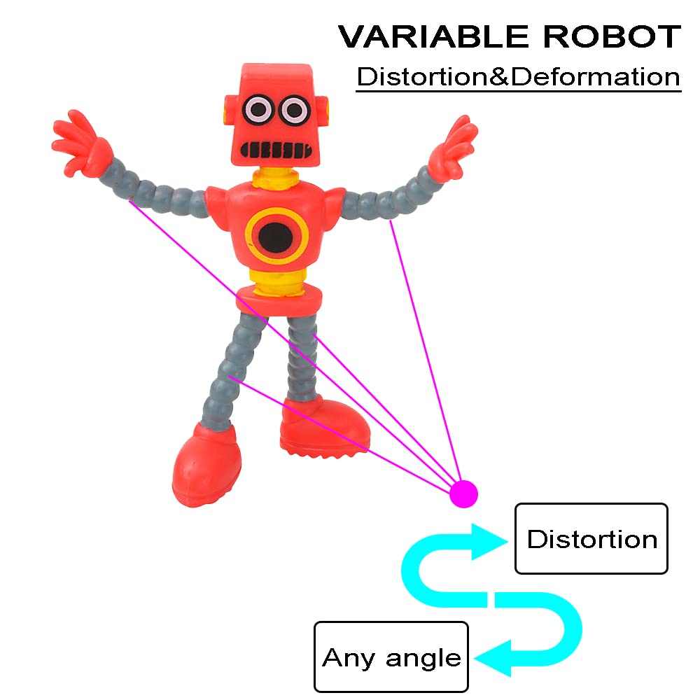 Maikall Rish Flexible Bendable Figures Robot Set Of 4 Twisted Deformed Doll Decompression Toy For Boys Girls Cool Stuff Cute Thi