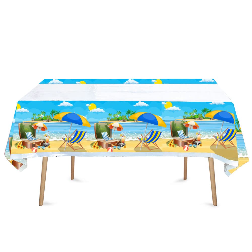 41Pcs Summer Beach Party Supplies,Include 20 Plates, 20 Napkin And 1Pcs Tablecloth,Used For Summer Beach Birthday Party Decorati