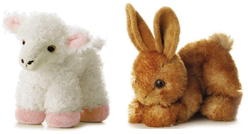 Aurora Plush 8' Mini Flopsies Bundle, Bitty Bunny & Lana Lamb, Brown