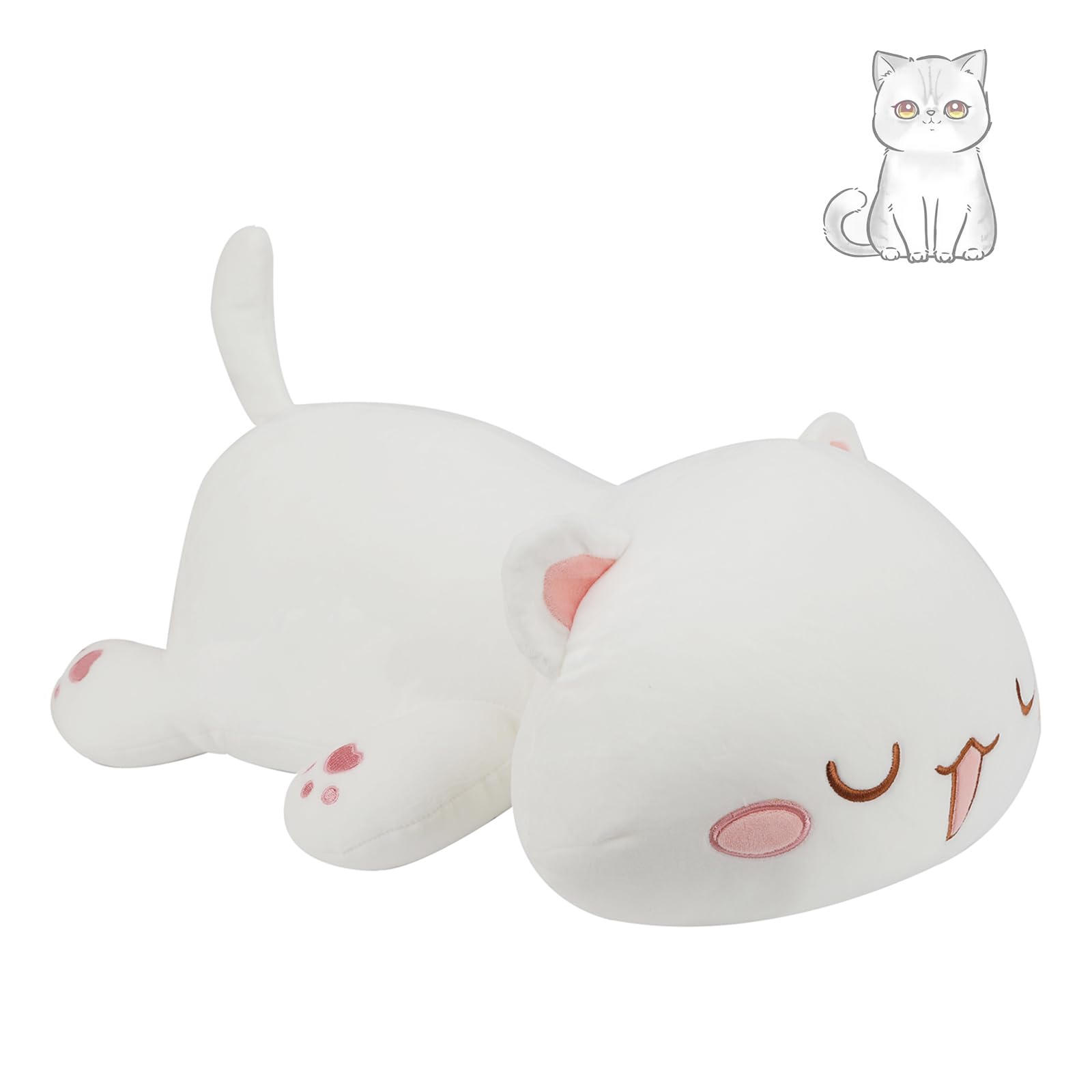 Afan Super Soft 19.6'' Cute Cat Kitten Doll Plush Toy Kawaii Anime Plush Cute Stuffed Animal Cat Toys For Kids Girls Boys Cat (W
