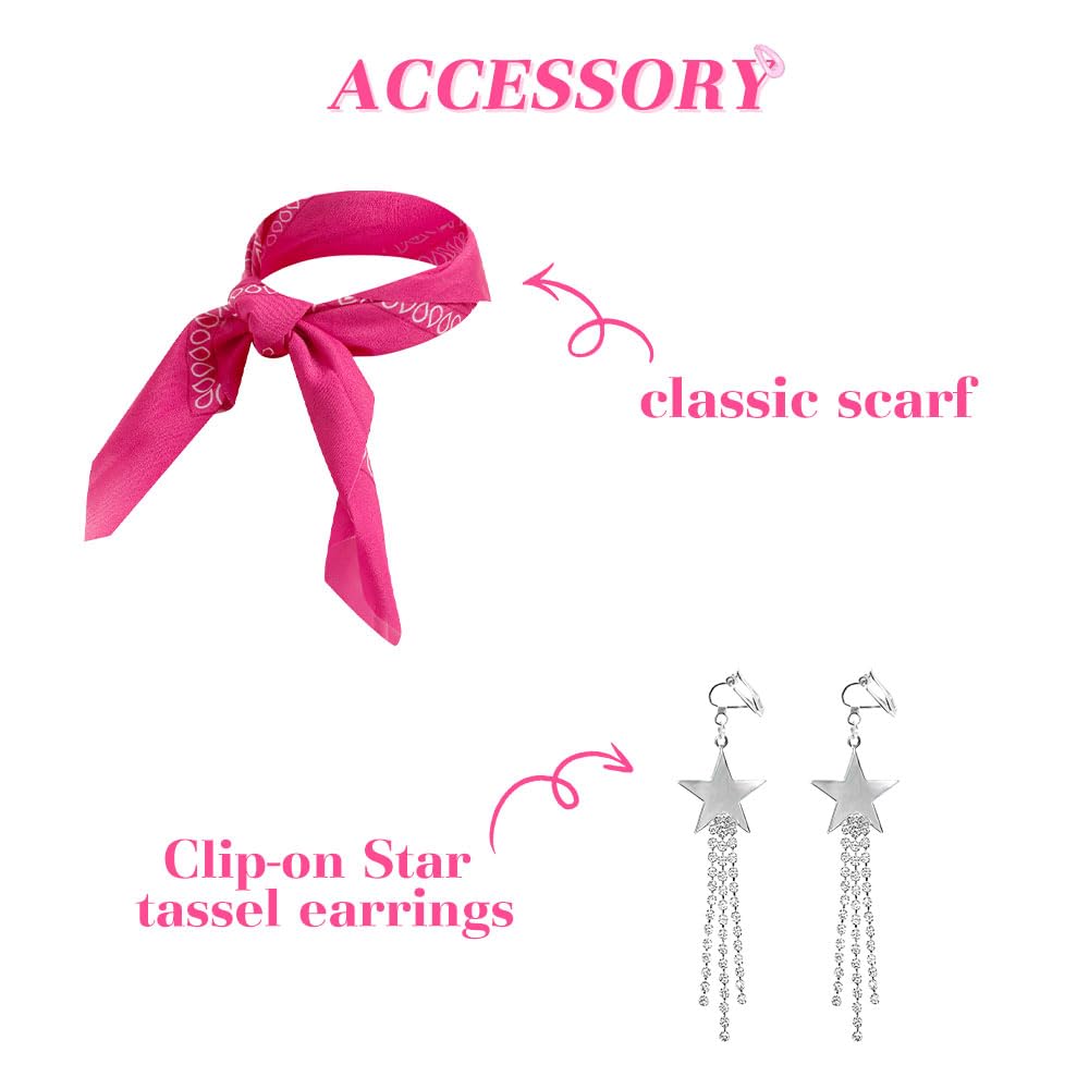 Btonai Girls Cowgirl Costume for Kids Pink Western Dress up 70s80s Disco Outfits Halloween Party 3-12Y