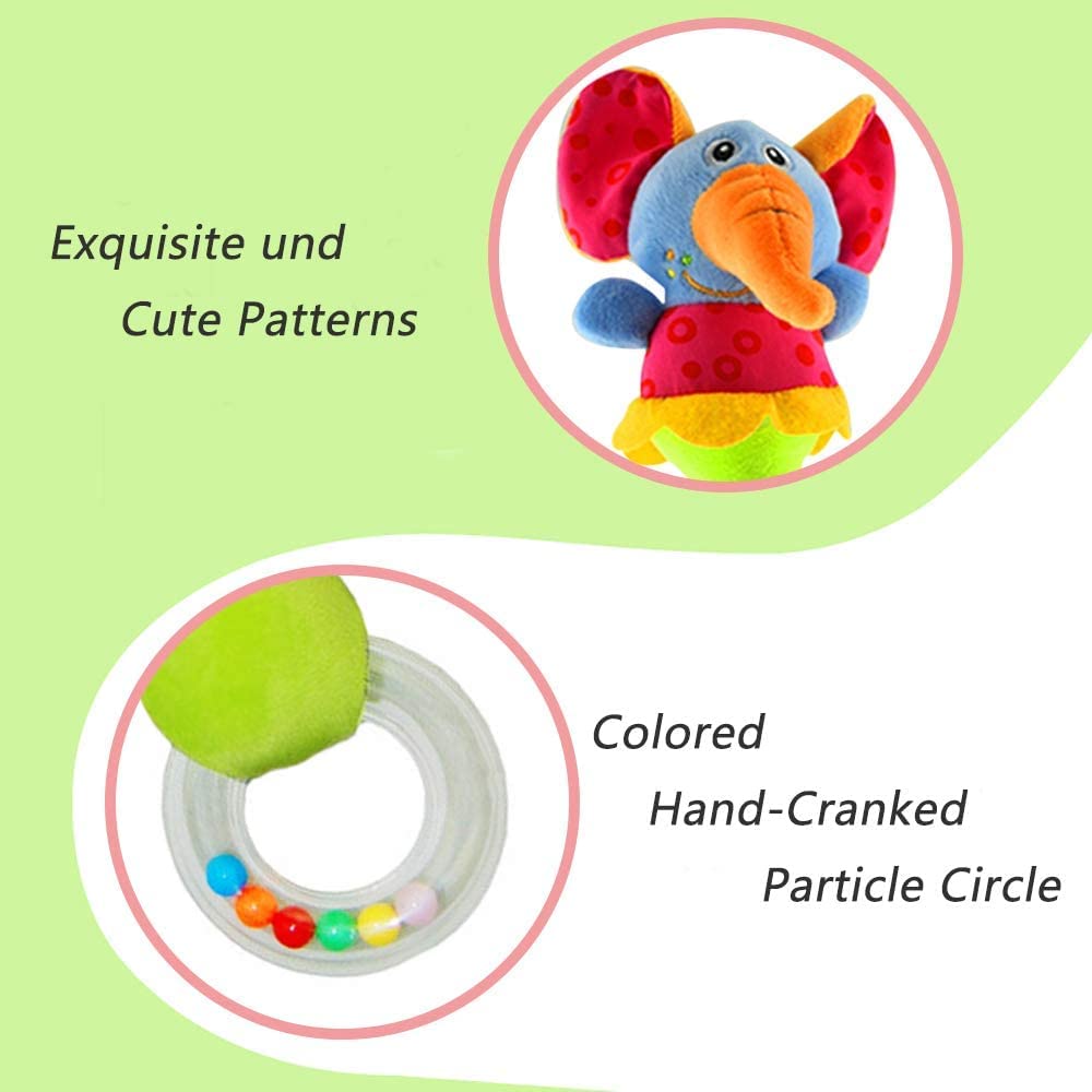 Chafin Baby Soft Rattles Shaker, Infant Developmental Hand Grip Baby Toys, Cute Stuffed Animal With Sound For 3 6 9 12 Months An