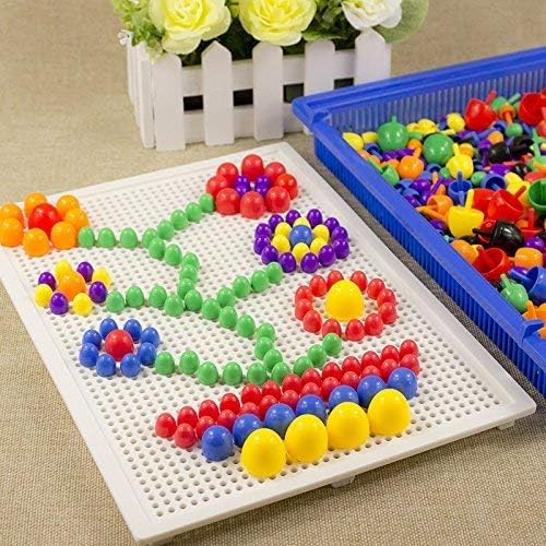Bcmp Diy Mushroom Pegboard Toy  200+ Colorful Nails For Creative Mosaic Art | Fun Learning Puzzle For Kids Ages 3+ | Boosts Mot