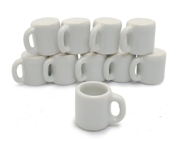 ChangThai Design  White Cup 10 Pieces Tiny Tableware - Miniature Cup Mug Plate Bowl Tableware Crockery Cutlery Kitchen Utensils 