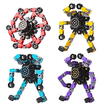 Gokeey Transformable Fidget Spinners 4 Pcs For Kids And Adults Stress Relief Sensory Toys For Boys And Girls Fingertip Gyros For Adhd Autism For Kids Gifts (Fidget Toy 4Pc)