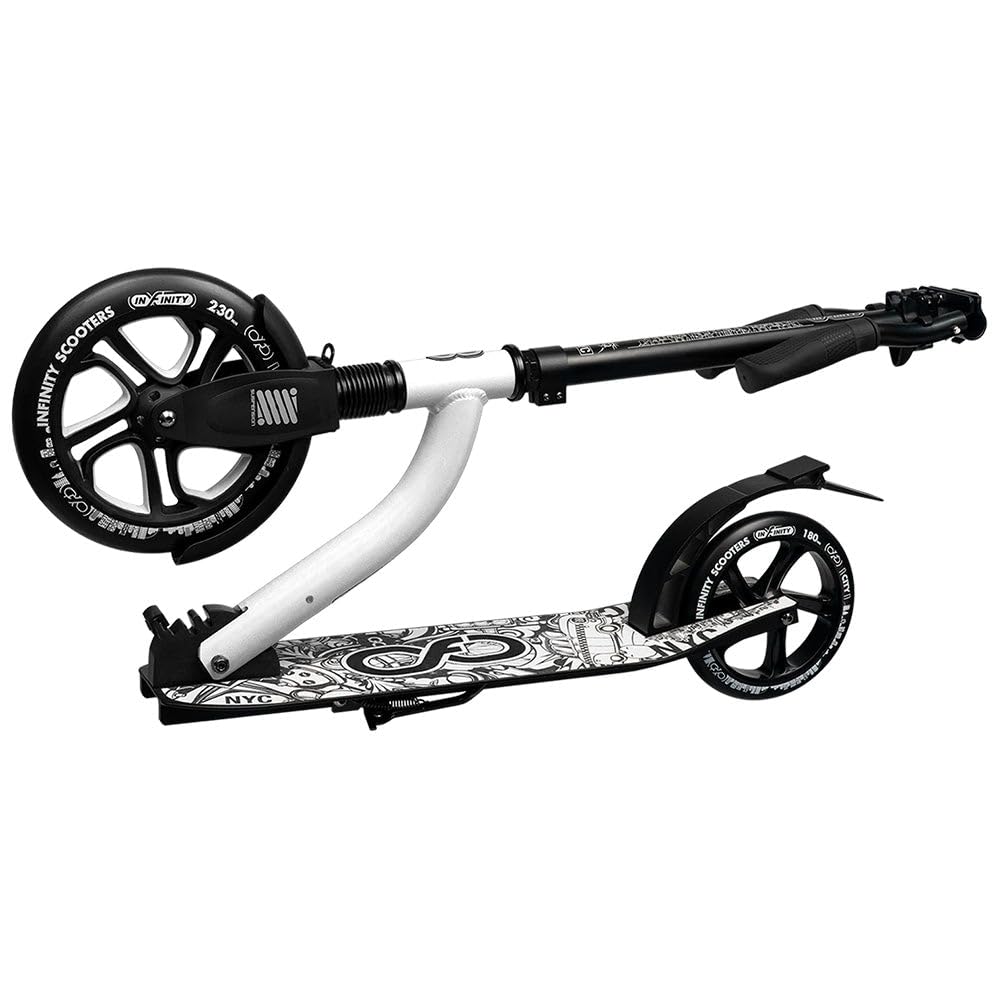 Crazy Skates Foldable Kick Scooter - Kick Scooters For Adults, Teens And Kids With Carrying Strap - Fast Folding, Adjustable Handlebars And Lightweight - White