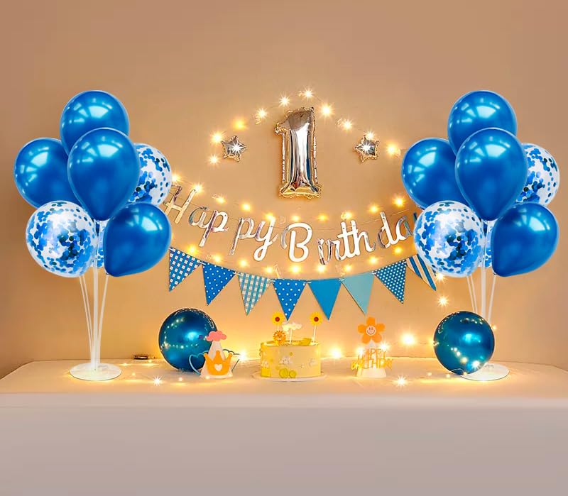Zjdhpty 4Set Blue Balloon Stand, Balloon Stands For Table, Blue Table Centerpiece For Father'S Day Graduation Boy Baby Shower Ge