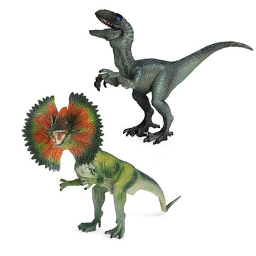 Eoivsh Dinosaur Toy Dilophosaurus & Velociraptor, Realistic Educational Dinosaur Figures With Moveable Jaw, Plastic Wildlife Animal Dino Model Figurines For Birthday Gift, Kids Toys, Party Favor