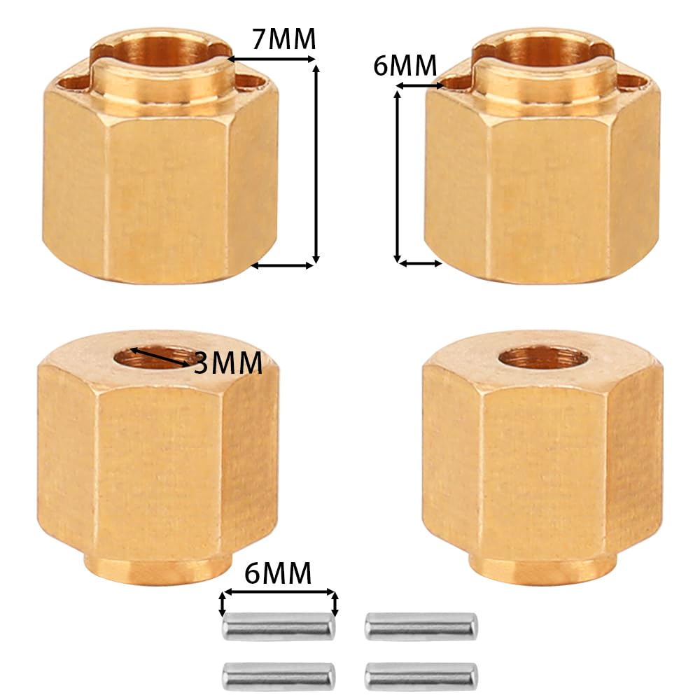 Pothyes 8G Brass Wheel Hex Hub 6Mm Standard Adaptor For Redcat Ascent18 Trx4M 1/18 Rc Crawler Car Stock Upgrade