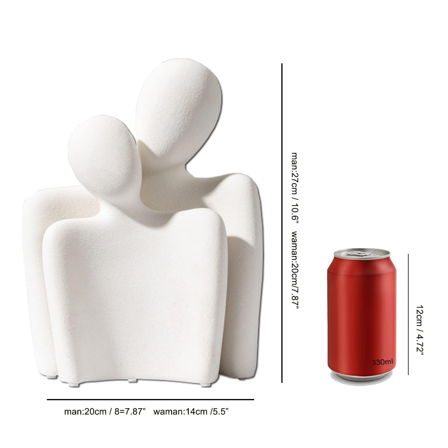Katoonx Hugging Couple Statues Ceramic Lover Figurine Characters Coffee Table Decor (White)