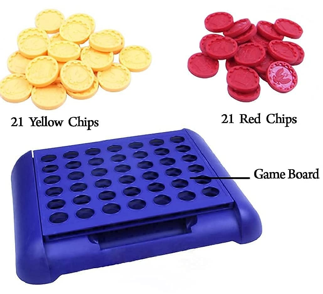 SHUYUE 4 in A Row Board Games Foldable Line up 4 Toys Childrens Educational for Kids Blue