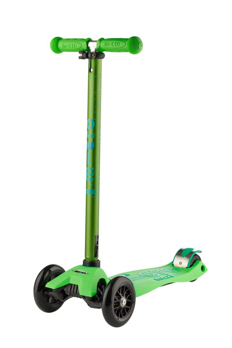 Micro Maxi Deluxe Scooter - 3-Wheeled, Lean-to-Steer, Green, Kids, Model MMD022, Swiss-Designed, Ages 5-12
