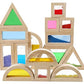 Large Wooden Building Blocks For Toddlers Baby Kids 16 Pcs Rainbow Blocks Geometry Sensory Stacking Construction Toys Set Colorf