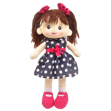 Linzy Toys, 16'' Betty Soft Plush Rag Doll With Polka Dots Dress, Rag Doll For Girls, Sleeping Cuddle Buddy For Toddlers, Muñecas De Trapo Para Niña, First Doll For Kids (92640Azul)