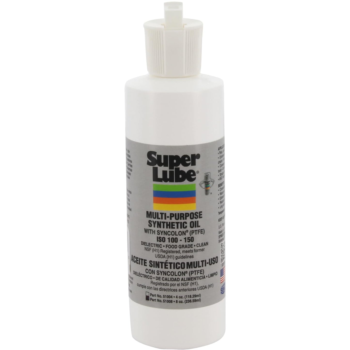 Super Lube Multi-Purpose Synthetic Oil w/Syncolon (Translucent, 8oz Bottle) | NSF Certified Food Grade & Clean | for Industrial 