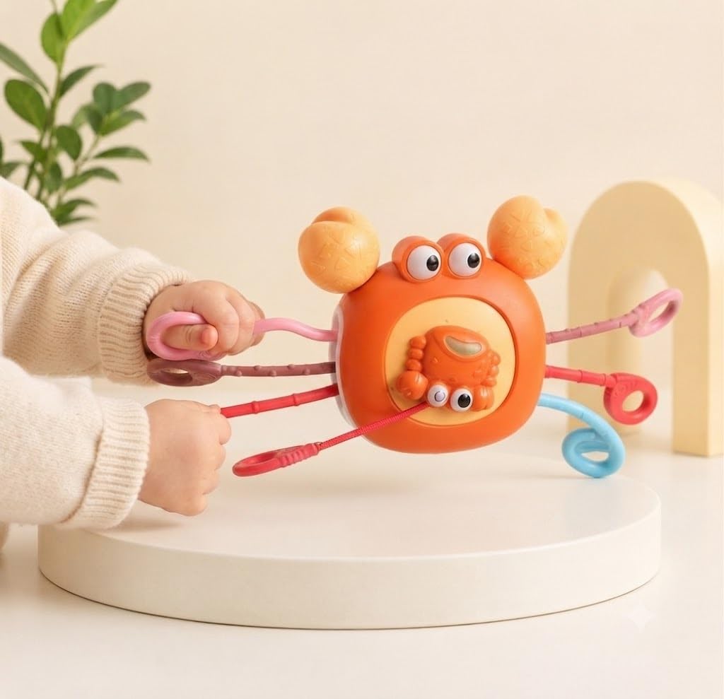 Jollyora Airplane Pull String Baby Toy, Fine Motor Sensory Activity Toy For Infants, Early Learning Grasping And Stretch Play  