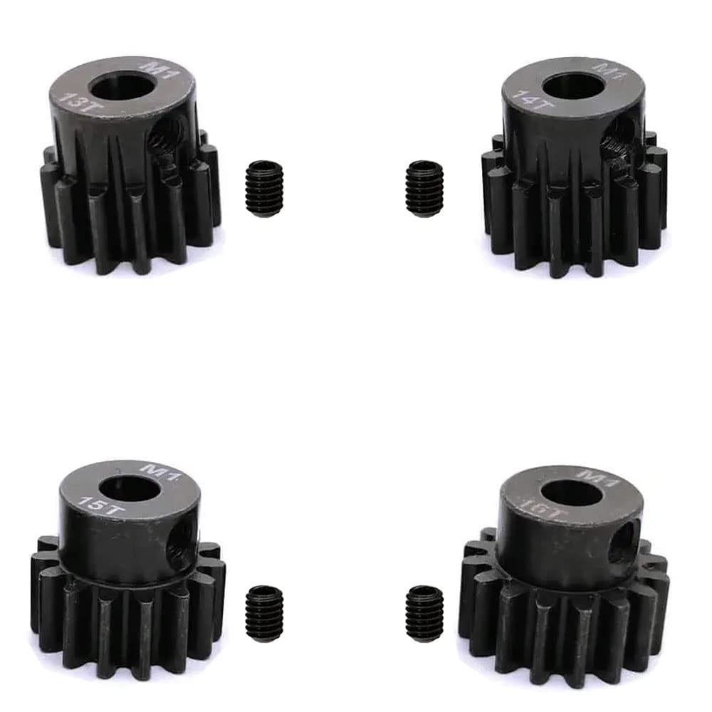 Hardened Steel Upgrade Pinion Gear Set: 13T 14T 15T 16T Fit 5Mm Rc Motor Shaft (Work With Steel Spur Gears) For Rc Vehicles, Set