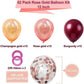 Oumuamua Rose Gold Balloons Burgundy Balloons Kit, 62Pcs Burgundy Rose Gold Latex Balloons Rose Gold Confetti Balloons For Women Girl Baby Shower Wedding Birthday Party Decorations, 12 Inch