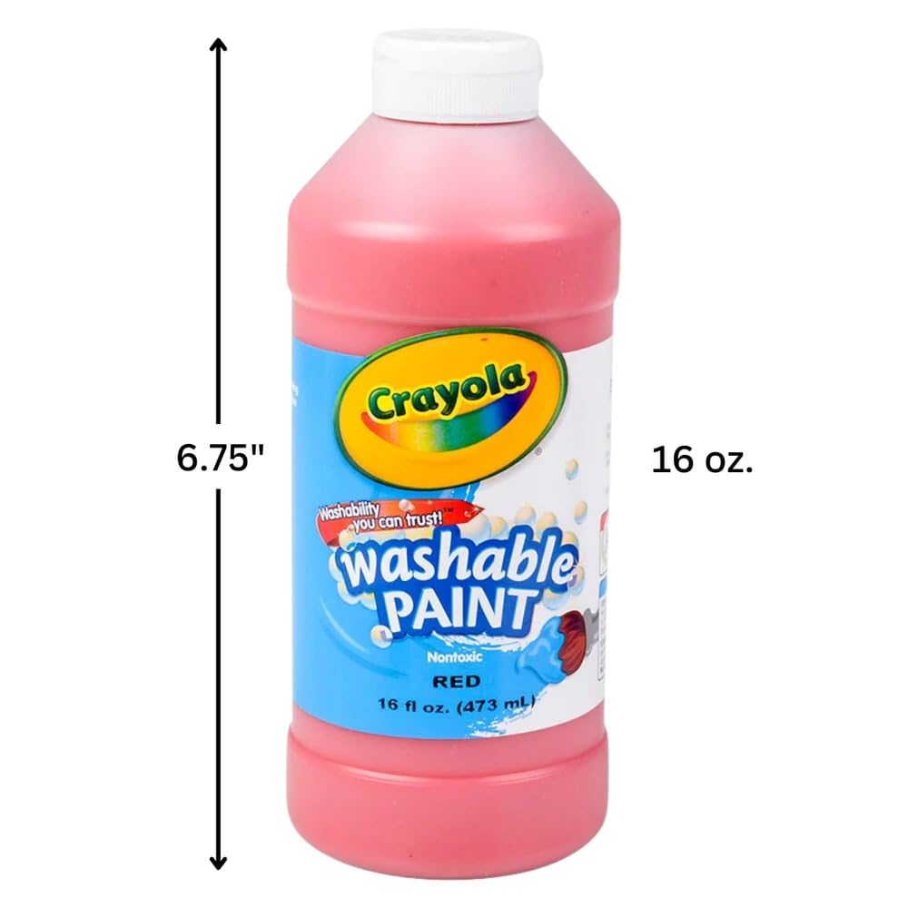 Crayola Washable Paint for Kids, Red Kids Paint, 16 Ounce Squeeze Bottle