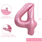 Toniful 40 Inch Light Pink Large Numbers Balloons 0-9, Number 4 Digital 4 Helium Balloons, Pink Foil Mylar Big Number Pastel Bal