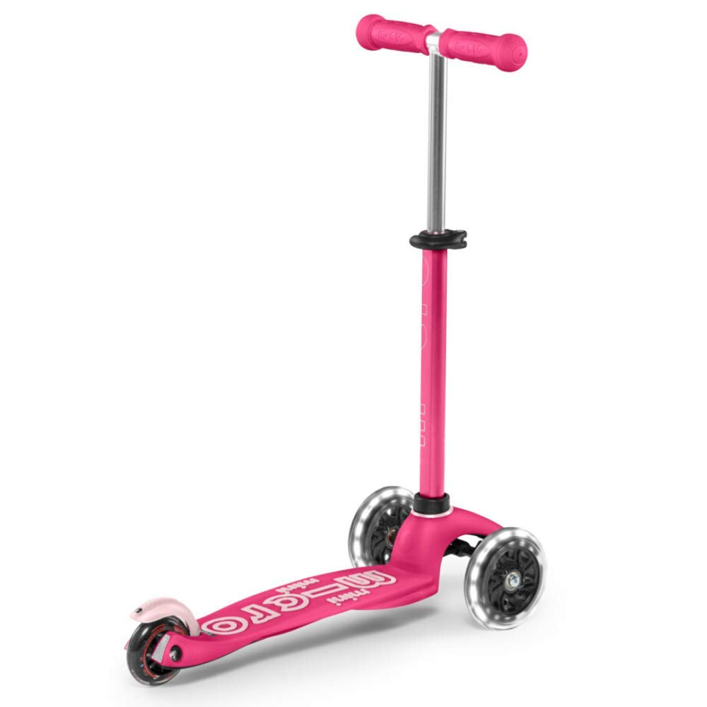 Micro Mini Deluxe LED Scooter, Pink, 2-5 Years, 48-68 cm Height, ABEC9 Bearings, Non-Slip Platform, Model MMD075